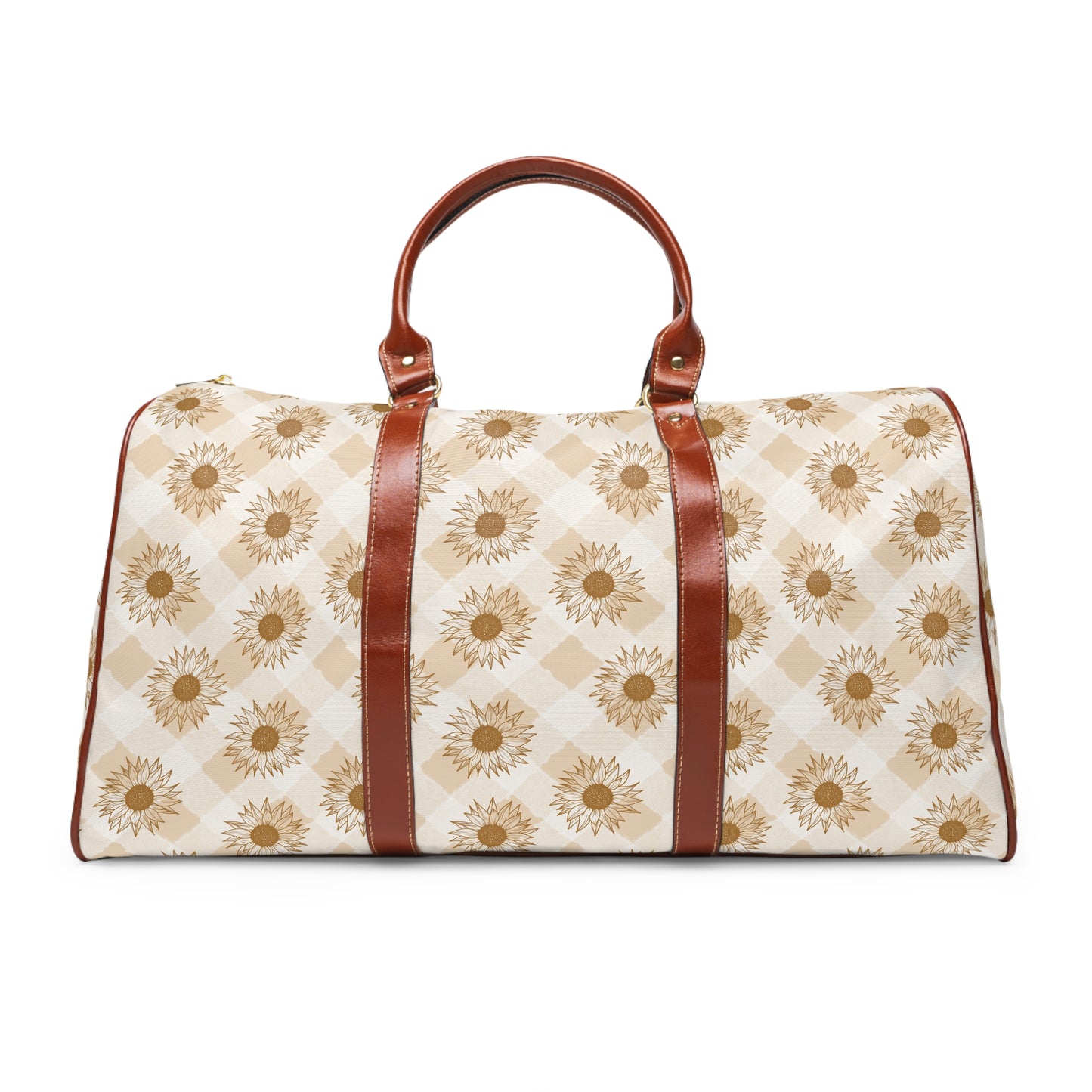Cross Gingham Sunflower Waterproof Travel Bag