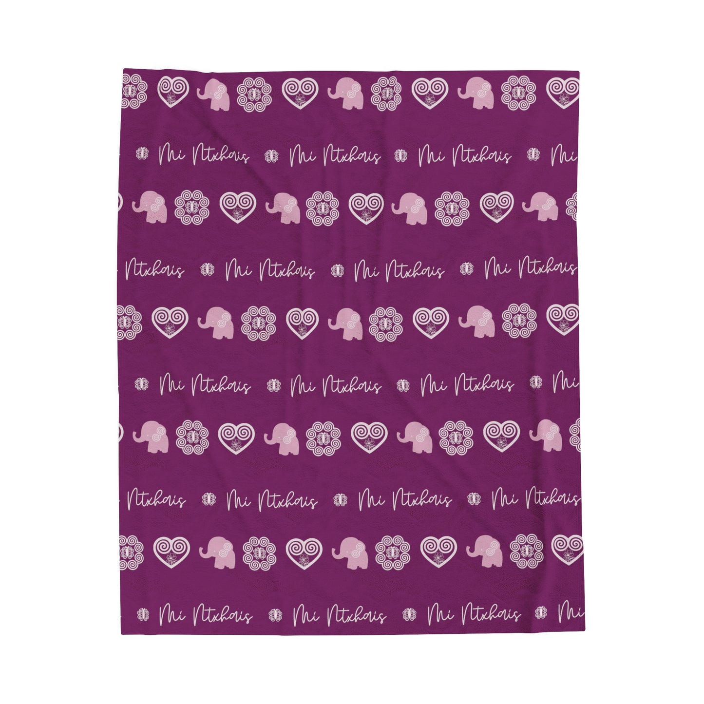 Berry Hmong - Mi Ntxhais (Girl) Velveteen Plush Blanket