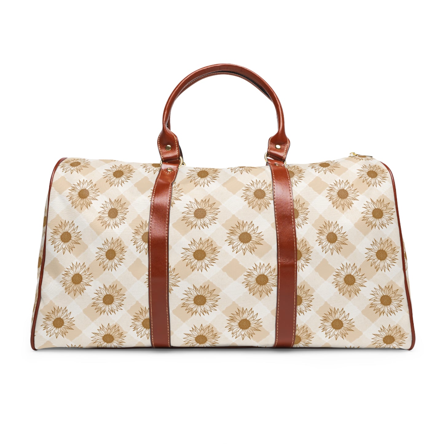 Cross Gingham Sunflower Waterproof Travel Bag