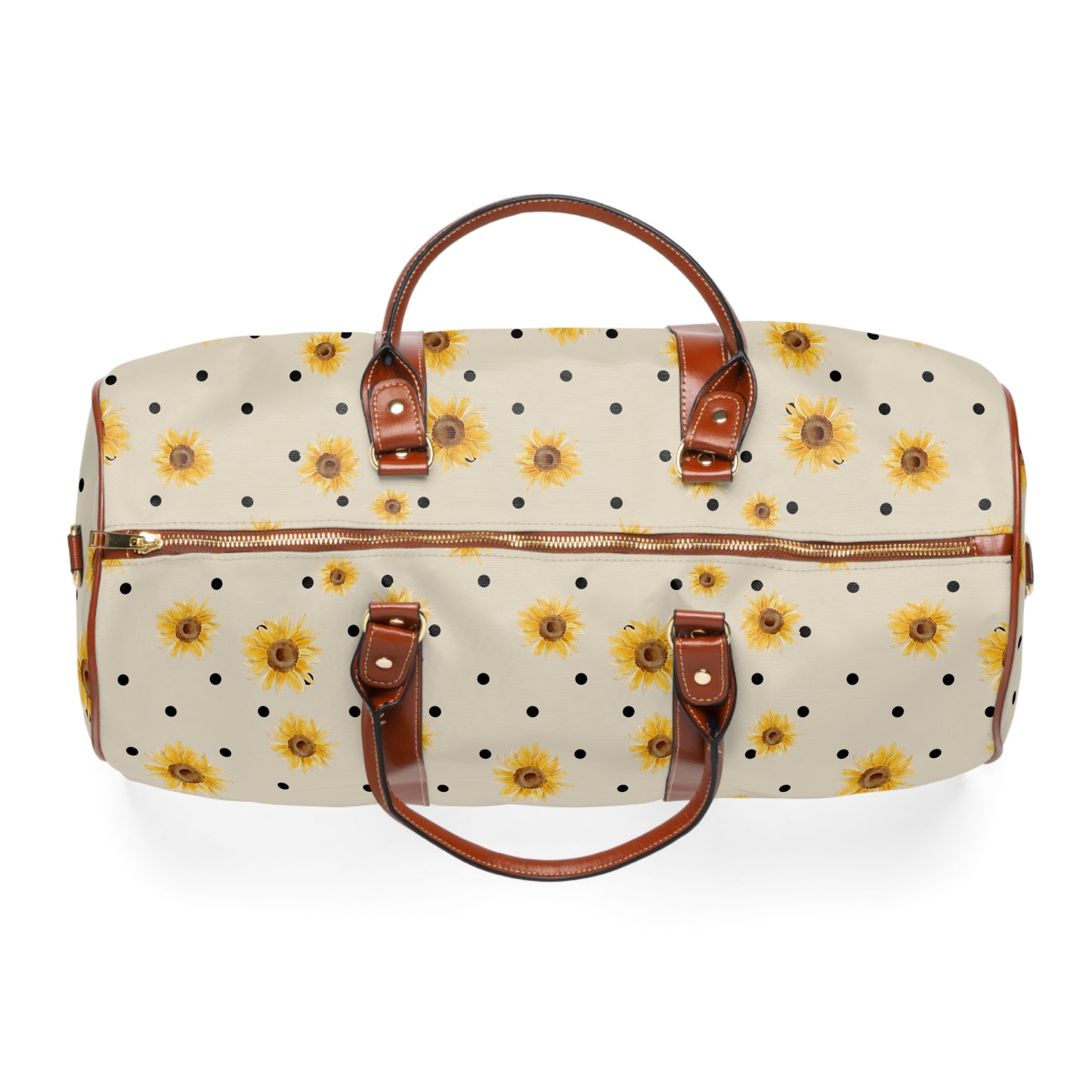 Polka Dot Sunflower Waterproof Travel Bag