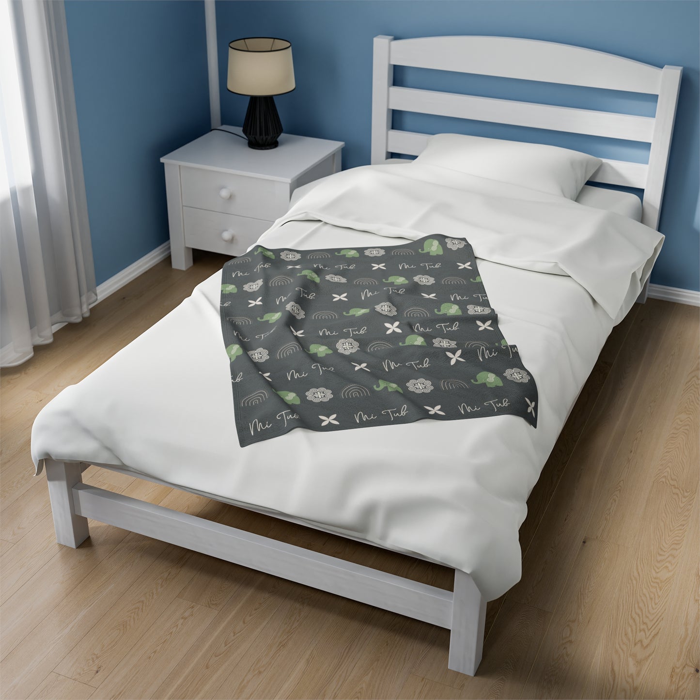 Gray Hmong - Mi Tub (Boy) Velveteen Plush Blanket