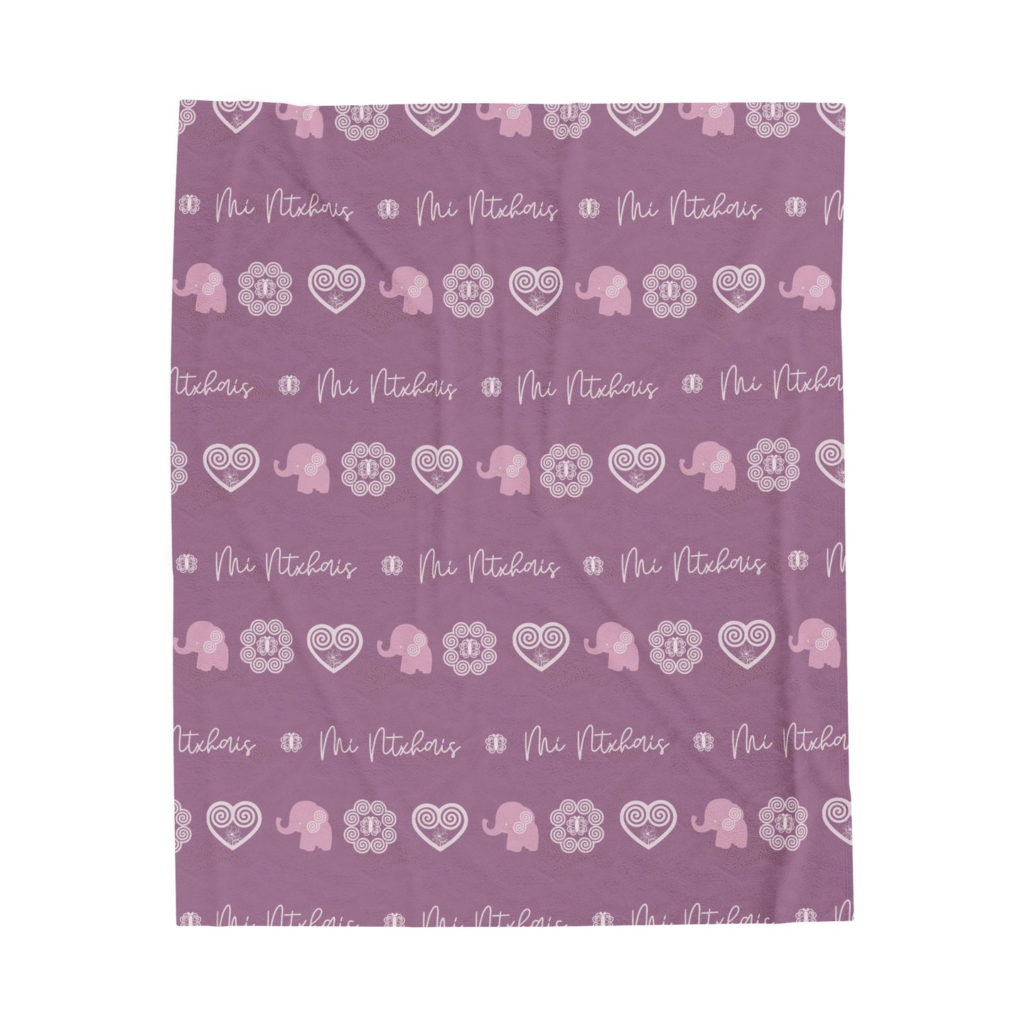Mauve Hmong - Mi Ntxhais (Girl) Velveteen Plush Blanket