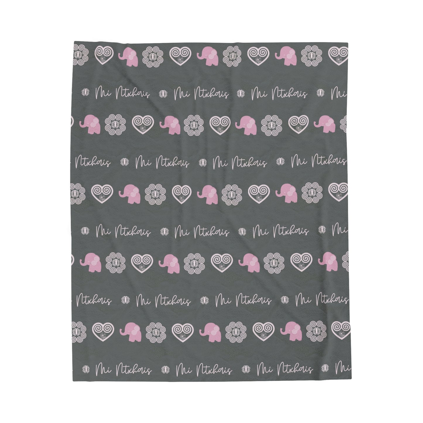 Gray Hmong - Mi Ntxhais (Girl) Velveteen Plush Blanket