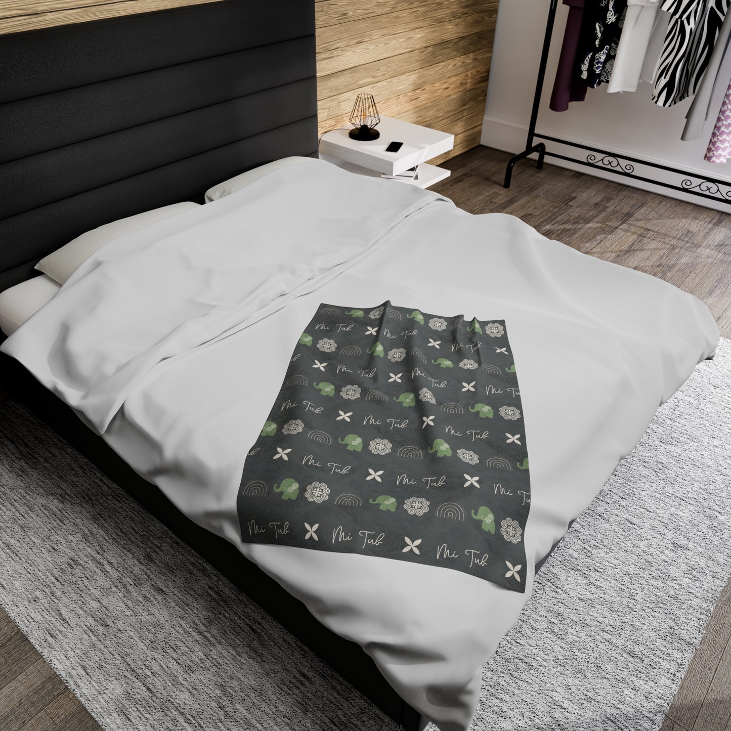 Gray Hmong - Mi Tub (Boy) Velveteen Plush Blanket