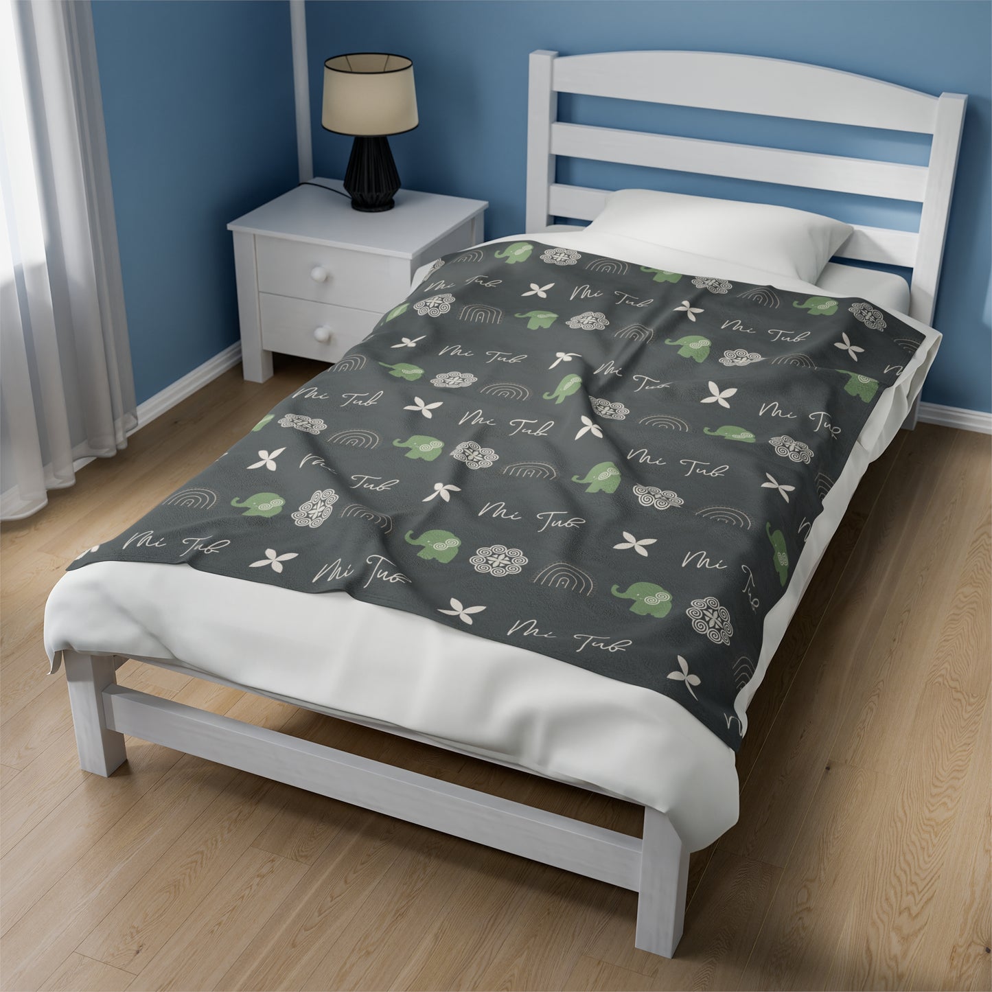 Gray Hmong - Mi Tub (Boy) Velveteen Plush Blanket