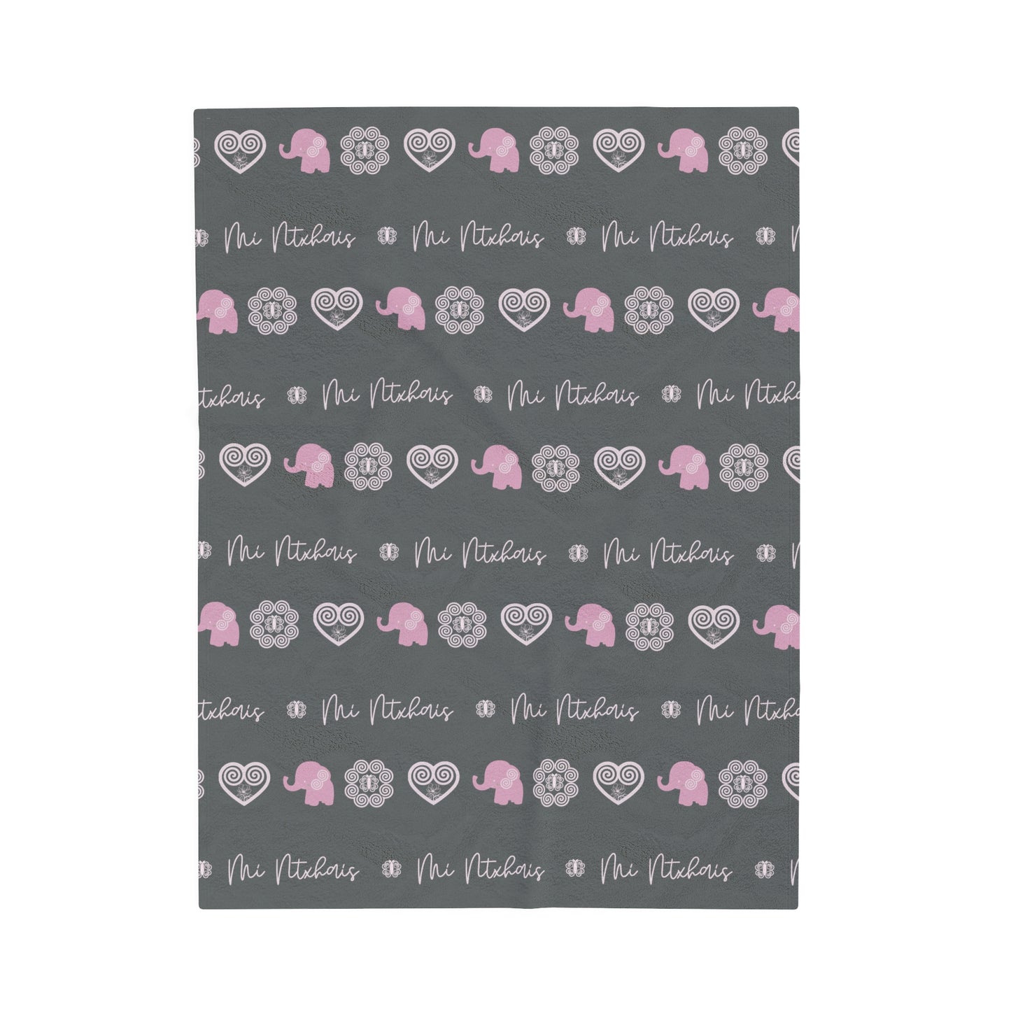Gray Hmong - Mi Ntxhais (Girl) Velveteen Plush Blanket