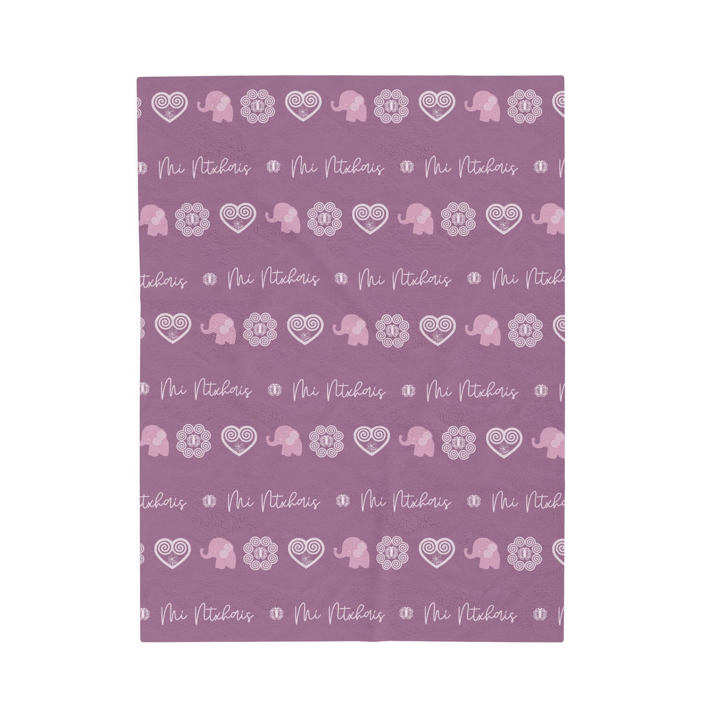 Mauve Hmong - Mi Ntxhais (Girl) Velveteen Plush Blanket