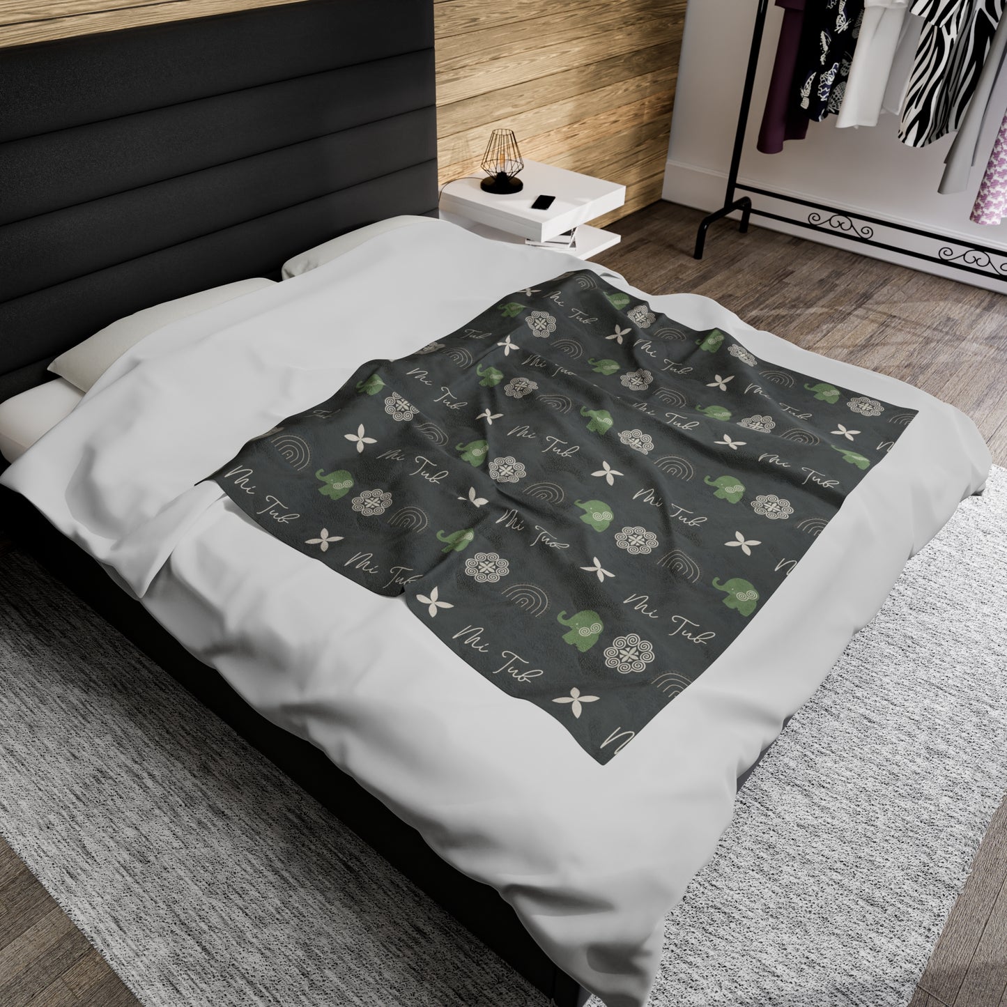 Gray Hmong - Mi Tub (Boy) Velveteen Plush Blanket