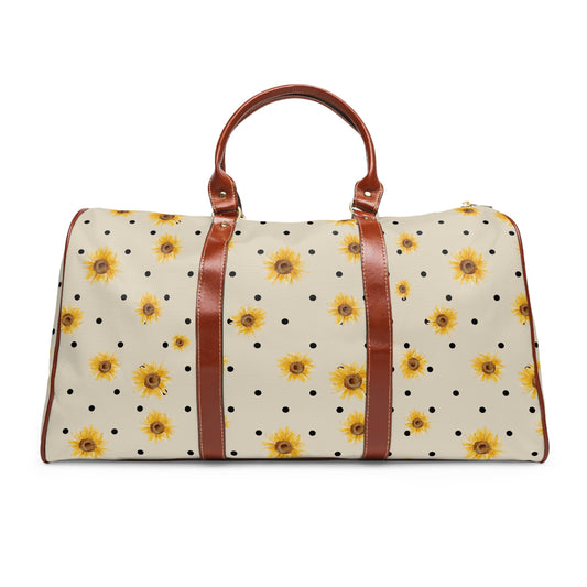 Polka Dot Sunflower Waterproof Travel Bag