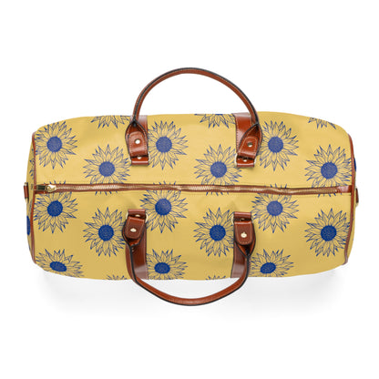 Blue Sunflower Waterproof Travel Bag