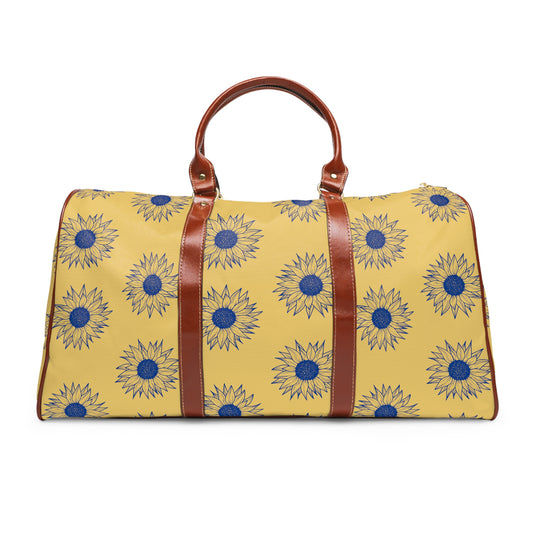 Blue Sunflower Waterproof Travel Bag