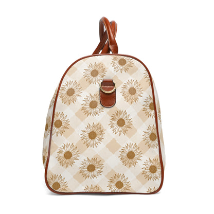Cross Gingham Sunflower Waterproof Travel Bag