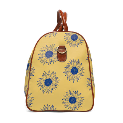 Blue Sunflower Waterproof Travel Bag